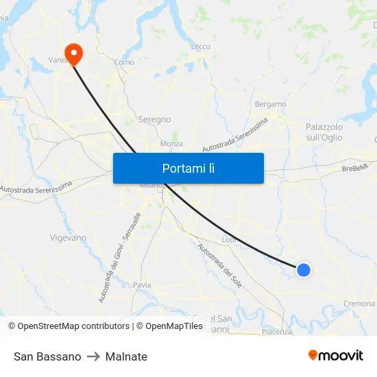 San Bassano to Malnate map