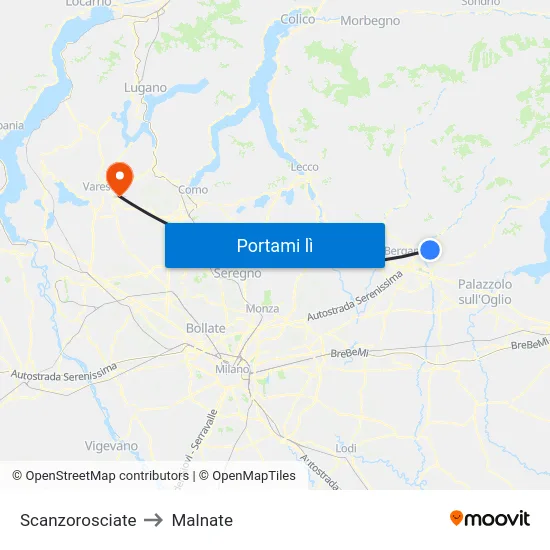Scanzorosciate to Malnate map