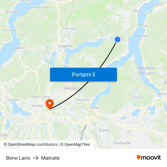 Bene Lario to Malnate map
