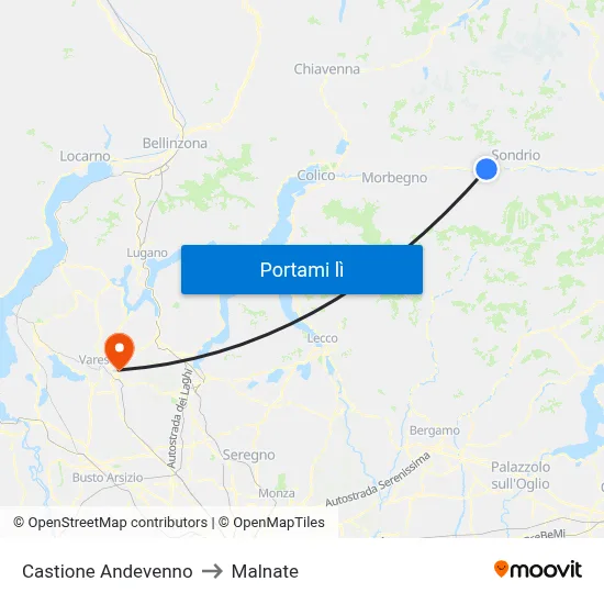 Castione Andevenno to Malnate map