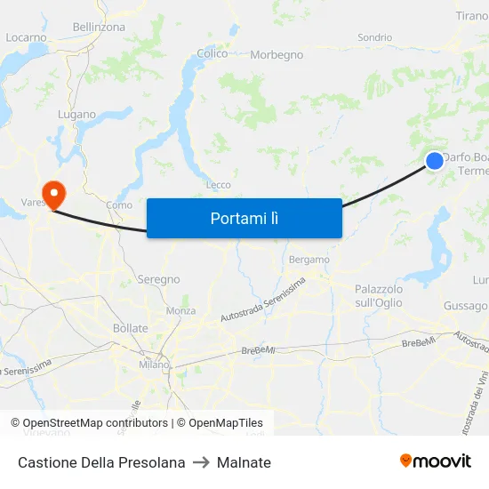 Castione Della Presolana to Malnate map