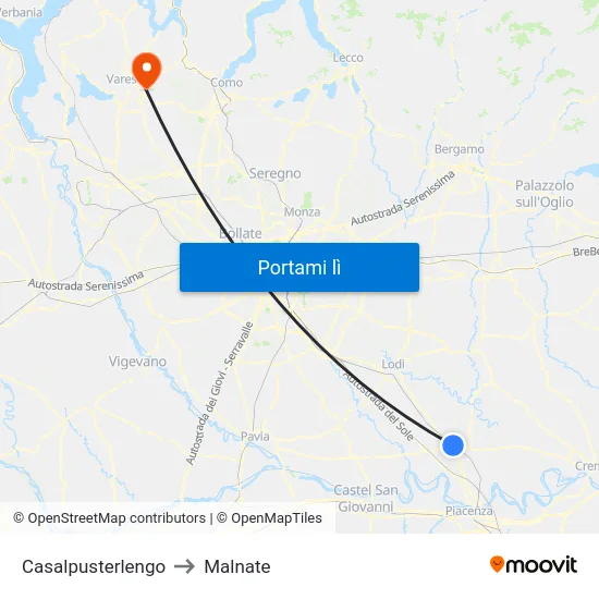 Casalpusterlengo to Malnate map