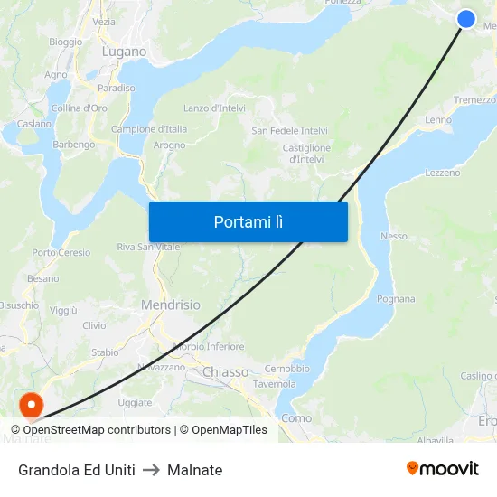 Grandola Ed Uniti to Malnate map