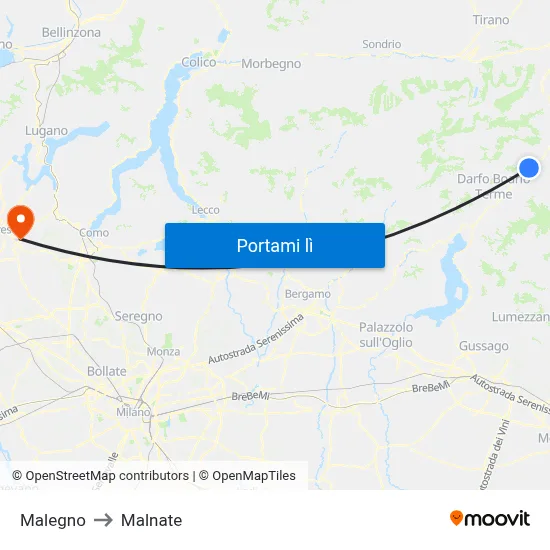 Malegno to Malnate map
