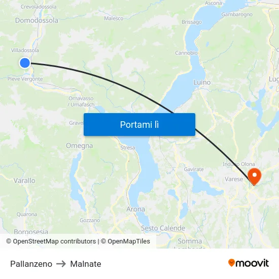 Pallanzeno to Malnate map