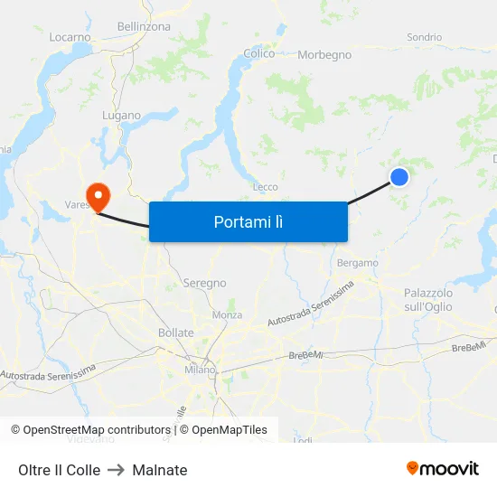Oltre Il Colle to Malnate map