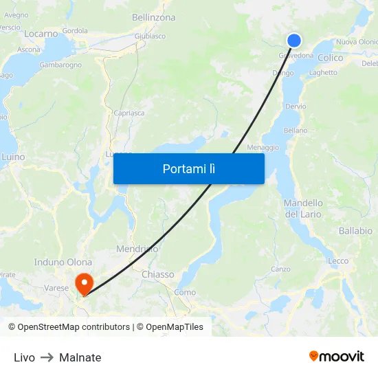 Livo to Malnate map