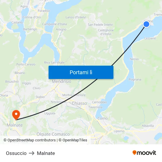 Ossuccio to Malnate map