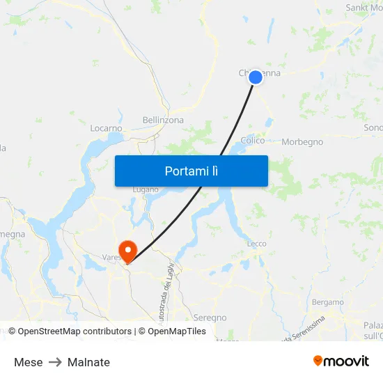 Mese to Malnate map