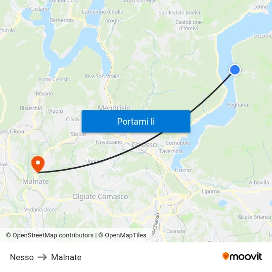 Nesso to Malnate map