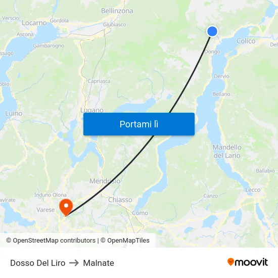 Dosso Del Liro to Malnate map