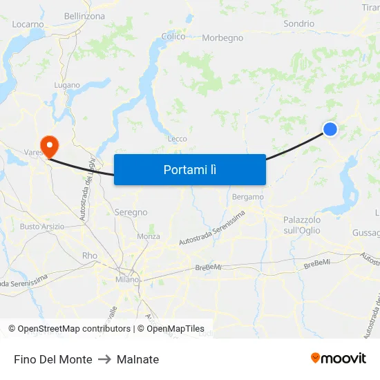 Fino Del Monte to Malnate map