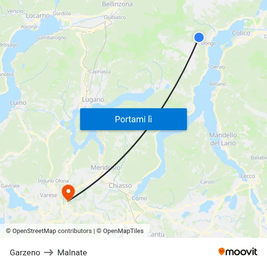 Garzeno to Malnate map