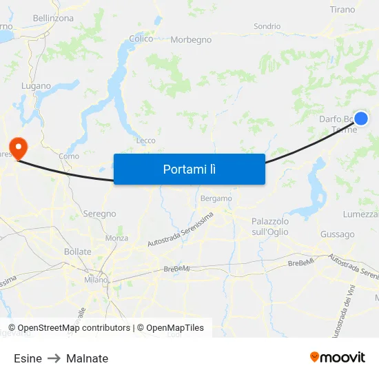 Esine to Malnate map
