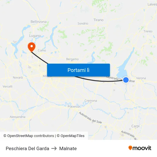 Peschiera Del Garda to Malnate map