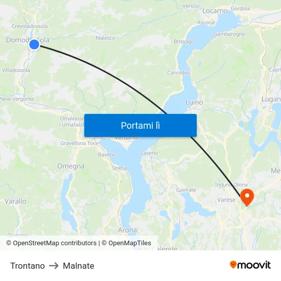Trontano to Malnate map