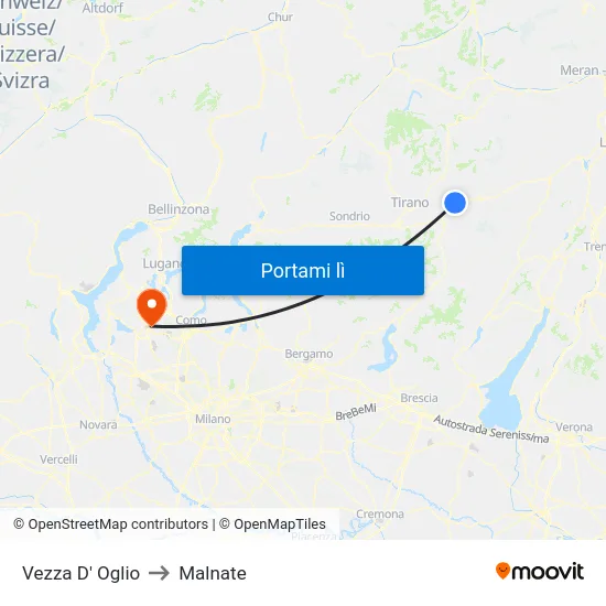 Vezza D' Oglio to Malnate map
