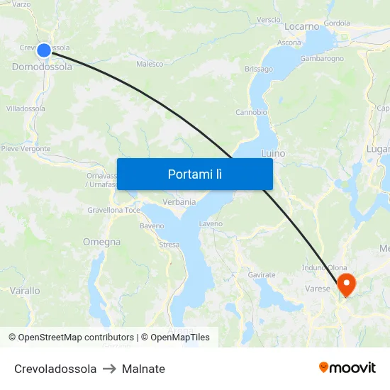 Crevoladossola to Malnate map