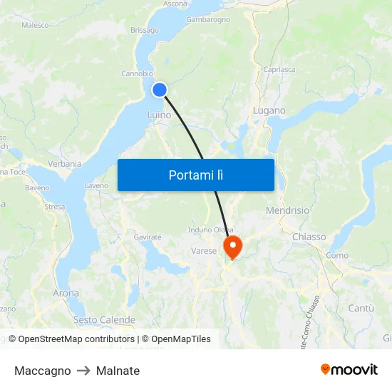 Maccagno to Malnate map