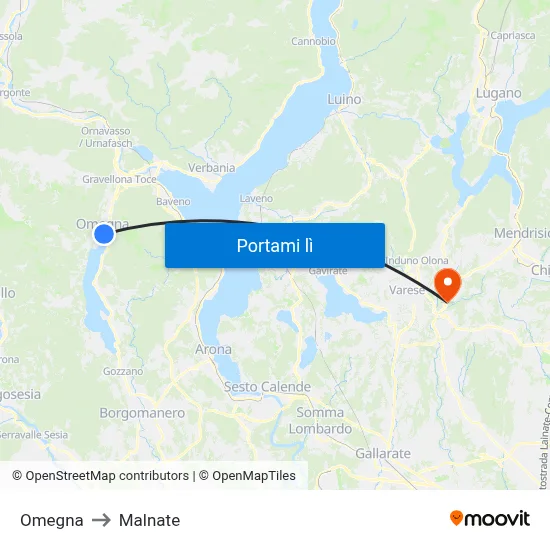 Omegna to Malnate map