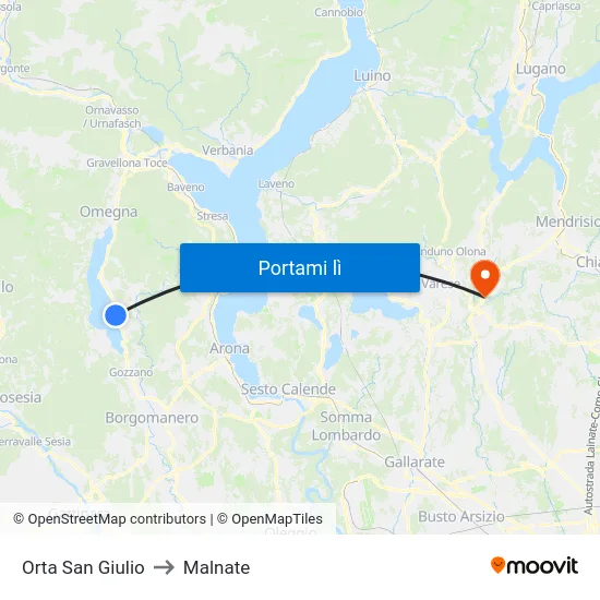 Orta San Giulio to Malnate map