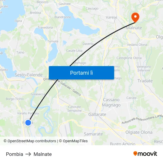 Pombia to Malnate map