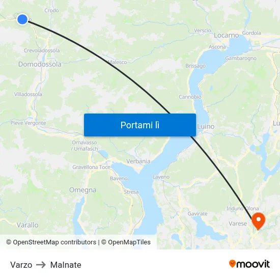 Varzo to Malnate map