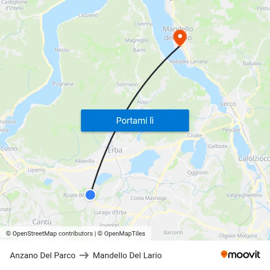 Anzano Del Parco to Mandello Del Lario map