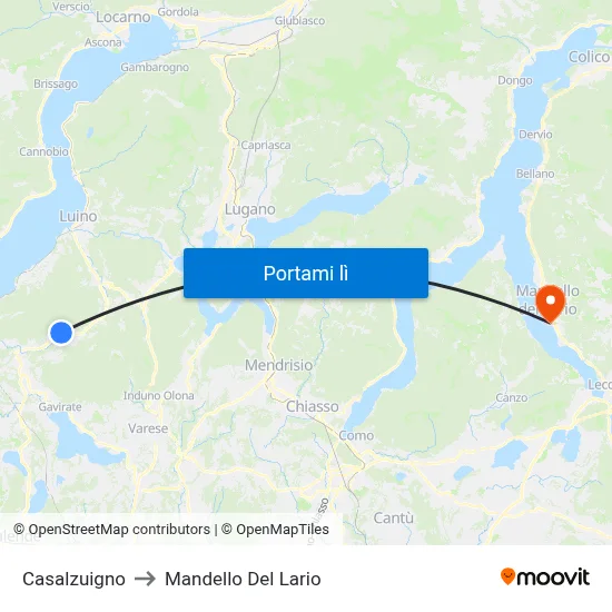 Casalzuigno to Mandello Del Lario map
