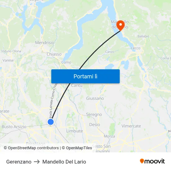 Gerenzano to Mandello Del Lario map