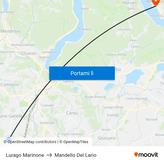 Lurago Marinone to Mandello Del Lario map