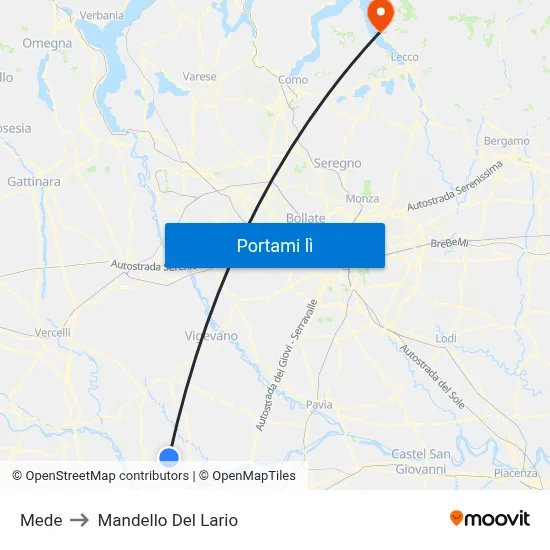 Mede to Mandello Del Lario map