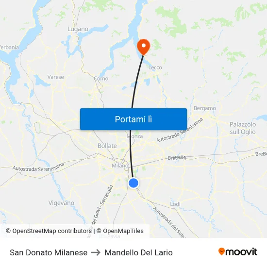 San Donato Milanese to Mandello Del Lario map