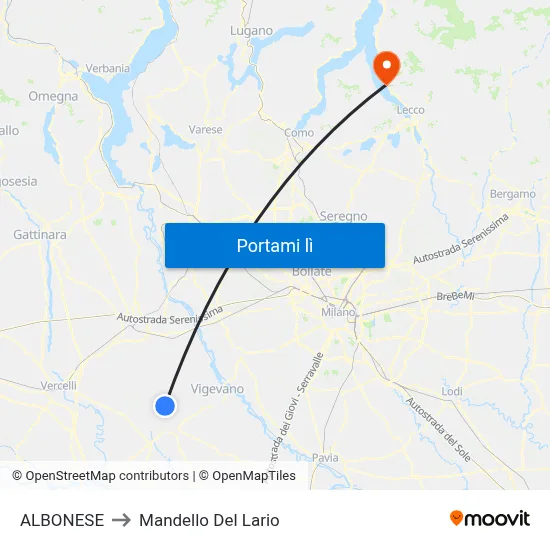 ALBONESE to Mandello Del Lario map