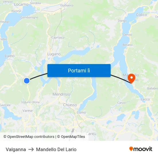 Valganna to Mandello Del Lario map