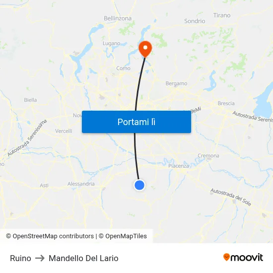Ruino to Mandello Del Lario map