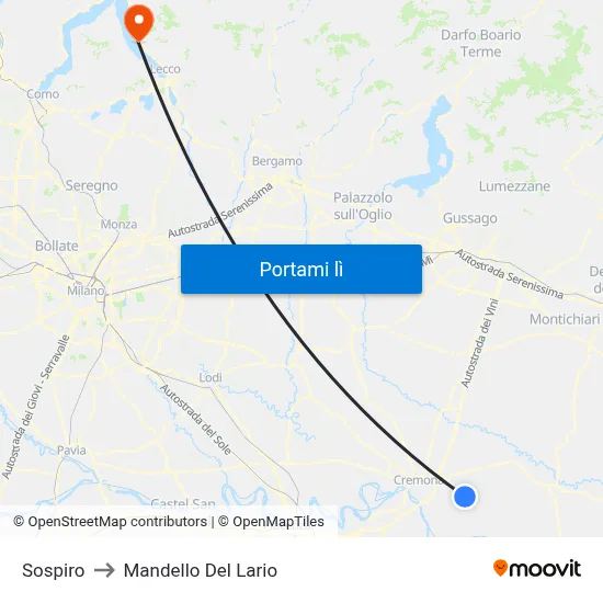 Sospiro to Mandello Del Lario map