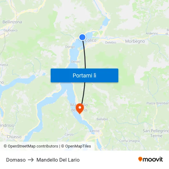 Domaso to Mandello Del Lario map