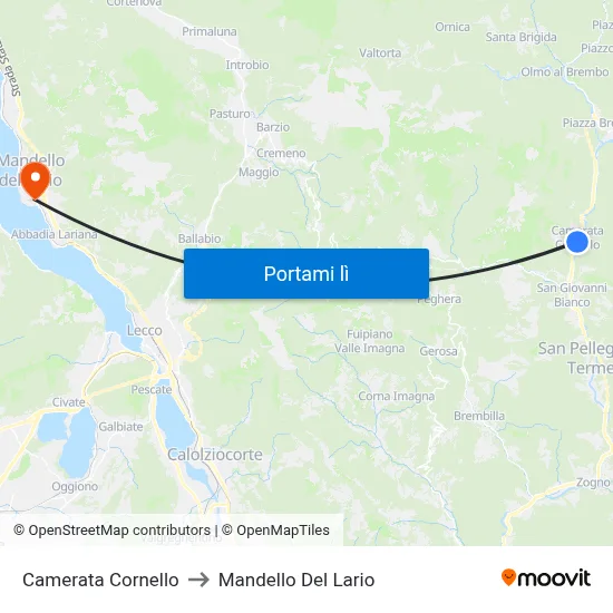 Camerata Cornello to Mandello Del Lario map