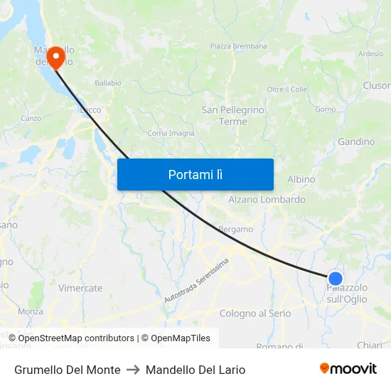 Grumello Del Monte to Mandello Del Lario map
