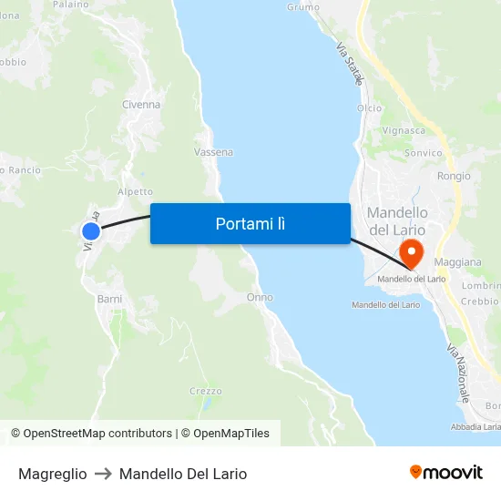 Magreglio to Mandello Del Lario map