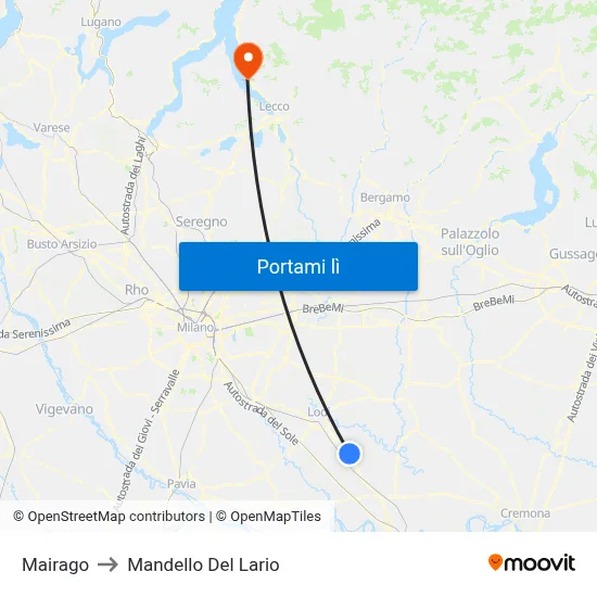 Mairago to Mandello Del Lario map