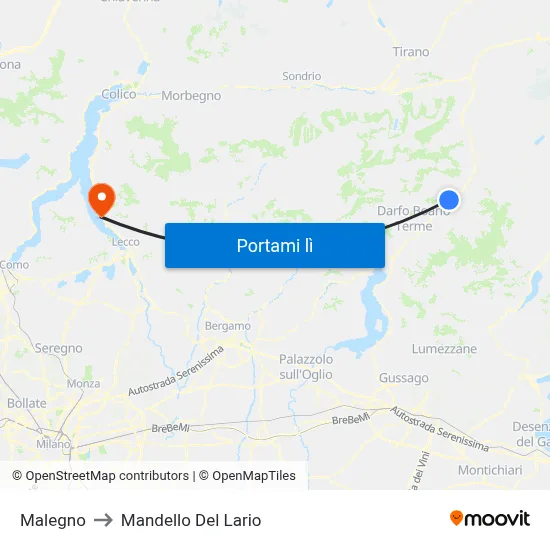 Malegno to Mandello Del Lario map