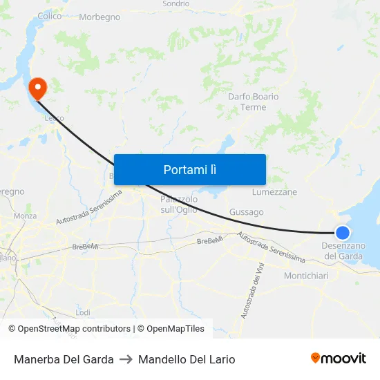 Manerba Del Garda to Mandello Del Lario map