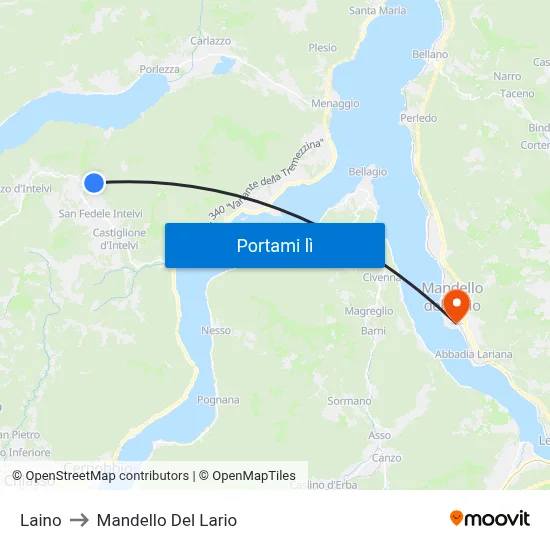 Laino to Mandello Del Lario map