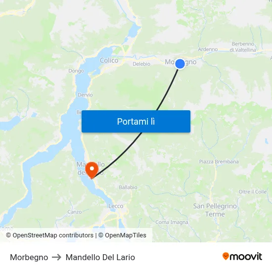 Morbegno to Mandello Del Lario map