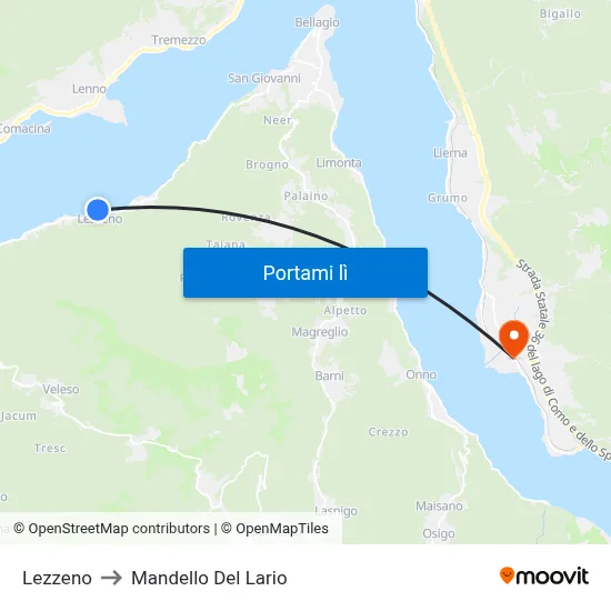 Lezzeno to Mandello Del Lario map