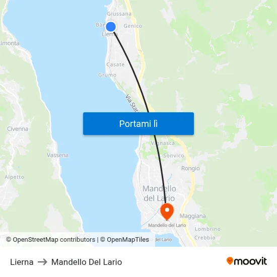 Lierna to Mandello Del Lario map