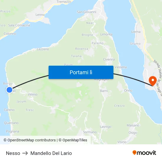 Nesso to Mandello Del Lario map