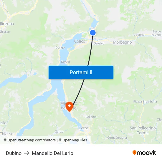 Dubino to Mandello Del Lario map